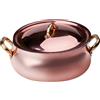 Baldassare Agnelli Casseruola bassa bombata in rame liscio stagnato a mano 2mm 2 maniglie e 1 coperchio, Ø 24 cm