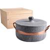 Baldassare Agnelli Casseruola alta in pietra ollare con manici in rame e scatola in legno - Ø 24 cm