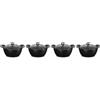 Le Creuset Gourmet, set 4 mini cocotte basse com coperchio in ghisa smaltata 11 cm - nero