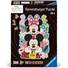 Ravensburger - Puzzle Wooden in Legno, 300 Pezzi, Tema Mickey & Minnie con 25 Piccole Sagome in Legno, Puzzle Disney, Idea Regalo 10+ Anni