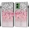 KENHONER Custodia per Motorola Moto G35, rosa | Portafoglio Pelle PU, Magnetica, Resistente Agli Urti, Scomparto Carte Credito, Pieghevole, Flip Libro, Motivo