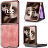 COQUE Custodia per Motorola Razr 60 Ultra,Cover sottile con motivo in pelle retrò per Motorola Razr 60 Ultra-Rosa