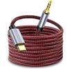 Tiierzon Cavo da USB C a AUX audio da 3,5 mm, 5 m, adattatore tipo C a cavo stereo per cuffie da 3,5 mm, per Samsung Galaxy S21, S20 Ultra, Note 20 10+, Google Pixel 5, 4, 3, 2XL, iPad Pro e altri (5
