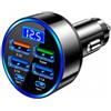 Bgfaquri Caricabatteria da auto USB 66W 6 porte, caricatore auto multi porte, adattatore accendisigari 12V 24V con 2 USB C e 4 USB A, con display LED per smartphone, tablet, GPS, accessori auto