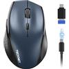 TECKNET PRO Mouse Bluetooth Ricaricabile (2BT5.0+2,4GHz), Mouse Wireless | 6400DPI Silenzioso Mouse con 6 Pulsanti, Mouse Senza Fili Ergonomico con ricarica USB-C Adatto per Laptop/PC/Tablet/MacBook