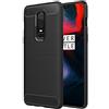 COPHONE® - Cover per OnePlus 6, in fibra di carbonio, antiscivolo, colore: Nero Custodia morbida ad alta protezione, antiurto.