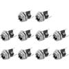 QUARKZMAN 10Pcs DC5525 Jack Di Alimentazione 30V 0.5A 5.5x2.5mm Argento | 3 Pin, Presa Femmina DC Montaggio A Pannello, Con Dado E Rondella Metallico, 10.8x10.8x21.2mm