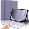 FAYGAOAI Custodia con Tastiera per Samsung Galaxy Tab S7 11'' 2020/S8 11'' 2022, Retroilluminazione 7 Colori, Tastiera Wireless Magnetica Staccabile con Supporto per S Pen,Dark Purple