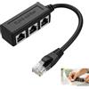 Telaryn Splitter Ethernet RJ45, Cavo Splitter 1 Maschio a 3 Femmine Cavo Estensione Rete LAN 3 Porte, Adattatore Cat5 Cat5e Cat6 Cat7, Connettore Condivisione Linea Internet Non Simultanea per PC TV