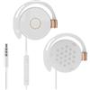 GEEKRIA Cuffie auricolari a clip con microfono, auricolari con gancio da 3,5 mm, controllo chiamate, leggere e delicate sui capelli, compatibili con dispositivi Android (bianco/1,2 m)