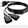 CHEVVY Prolunga cavo di alimentazione 150 cm,spina EU 2 in 1 con interruttore,nero | prolunga da 1 a 2 euro, 0,75 mm², max. 2,5 A/250 V, per TV PC, computer monitor