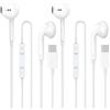 UNVO Confezione da 2 cuffie USB C per iPhone 17 16 15, cuffie cablate USB C con microfono e telecomando con cancellazione del rumore per iPhone 17 16 15 Pro Max, iPad Pro, Galaxy S25 S24 S23 Ultra, Pixel 9