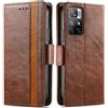 Generico DayQiQiPu Cover per Xiaomi Redmi Note 11 5G/11S 5G/11T 5G (6,6 Pollici) Custodia in pelle PU con Patchwork Guscio Protettiva Anti-Skimming Custodia Portafoglio Flip Caso Business, Marrone