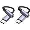 Dunamis Exousia Adattatore per cuffie da USB tipo C a jack da 3,5 mm, adattatore audio digitale Aux a USB C, per Samsung Galaxy Pixel, iPad Pro, Huawei, Xiaomi ecc. (2 da USB-C a femmina da 3,5 mm)