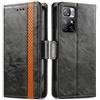 Generico DayQiQiPu Cover per Xiaomi Redmi Note 11 5G/11S 5G/11T 5G (6,6 Pollici) Custodia in pelle PU con Patchwork Guscio Protettiva Anti-Skimming Custodia Portafoglio Flip Caso Business, Nero