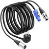 CERRXIAN 6.5FT Cavo ibrido compatibile con Schuko/PowerCon, cavo connettore da maschio a schuko a schuko + dmx da maschio a 3 pin cavo di alimentazione femmina