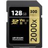 Airshark Scheda di memoria SD professionale Air Shark V90, 128 GB, Dual Row Gold Finger UHS-II, velocità 300 MB/s, livello 10