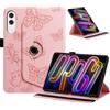 Generico DayQiQiPu Custodia per Lenovo Yoga Tab TB710FU, TB710FF (11,1 Pollici) Cover Supporto Multi‑angolo a Rotazione 360° Astuccio Stile Folio con Motivi Farfalle con Auto Wake/Sleep, Rosa