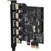 Keenso Scheda Espansione USB PCIe, con UASP per Trasferimento Rapido 5 Porte USB 3.0 per Casa Ufficio Gaming e Studio