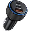 Anykon Accendisigari da 93 W, USB C, 3 porte PD & QC, caricatore per cellulare da | Adattatore USB da 12 V, caricatore da auto USB C, accessorio per auto, compatibile con iPhone series, Galaxy S26/S25, iPad