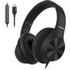 Cowyawn Cuffie USB C cablate, over-ear, con cavo USB C, con microfono, suono stereo HD, controllo del volume, cuffie pieghevoli USB tipo C per adulti/ragazzi/computer/laptop/iPhone 15/16/17, nero
