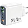 Sekmore Caricatore multiplo USB C 240 W 6 porte, 3 USB-C 3 USB-A PD QC PPS da | Caricatore USB multiplo, ricarica rapida per cellulare, tablet, cuffie, orologio, console, ufficio, camera da letto