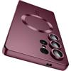 Nekiyo Tech Custodia in Silicone Magnetico per S25 Ultra con Protettore Fotocamera Incorporato, Design Antishock Sottile e Finitura Metallizzata - Rosso