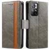 Generico DayQiQiPu Cover per Xiaomi Redmi Note 11 5G/11S 5G/11T 5G (6,6 Pollici) Custodia in pelle PU con Patchwork Guscio Protettiva Anti-Skimming Custodia Portafoglio Flip Caso Business, Grigio