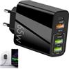 FinalCool Caricatore Multiplo 65W 5 Porte USB C, Nero | Doppio QC 3.0+PD 3.1A Tipo C Fast Charger, Compatto e Portatile, Compatibile con Phone 17/16/15/Pro/Pro Max, Galaxy