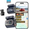 KAWA 4K+1080P Dual Dash Cam, Display Stealth, Controllo Voce, WiFi 6 & GPS | 2K HDR, Super visione notturna, Controllo APP, Sensore G, Registrazione loop, Modalità parcheggio 24/7 Dashcam frontale/post