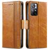 Generico DayQiQiPu Cover per Xiaomi Redmi Note 11 5G/11S 5G/11T 5G (6,6 Pollici) Custodia in pelle PU con Patchwork Guscio Protettiva Anti-Skimming Custodia Portafoglio Flip Caso Business, Cachi