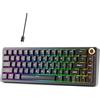 DIERYA DK68E - Tastiera meccanica da gioco al 60%, montaggio con guarnizione sostituibile a caldo con suono cremoso, programmabile, retroilluminazione RGB, manopola volume, tasti a doppio scatto