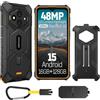 Ulefone Armor RugKing 3 Pro Cellulare Android 15, AI Rugged Smartphone 16GB+128GB/SD-2TB 5700mAh, Octa-Core 48MP+8MP Telefono Impermeabile 6.56 120Hz, 120LM Super Torcia/3-Slots/IP68/IP69K/OTG/NFC/GPS Arancia