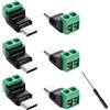 LYMISPIYA 6 adattatori USB C, 2 pin, morsetto a vite, senza saldatura, 5 V | Adattatore USB-C con morsetto a vite a 2 pin, connessione senza saldatura, alimentazione 5 V 3 A per elettronica fai da te e