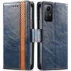 Generico DayQiQiPu Cover per Xiaomi Redmi Note 12S (6,43 Pollici) Custodia in pelle PU con Patchwork Guscio Protettiva Anti-Skimming Custodia Portafoglio Flip Caso Business, Blu