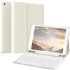 KTGGHG Custodia per iPad 9/8/7ª generazione con tastiera magnetica wireless Bluetooth e portapenne da 10,2 pollici (2021/2020/2019) (bianco crema)