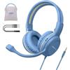 SIMOLIO Cuffie per bambini con microfono, cuffie cablate per scuola e gioco | Microfono ad archetto con riduzione del rumore con silenziatore one-touch, volume sicuro 75/85/94 dB, pieghevole e durevole