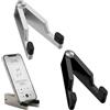 nilic Supporto per telefono in metallo pieghevole, porta smartphone a forma di V | Telefono portatile regolabile universale compatibile con iPhone, iPad, Samsung, tablet (nero e argento)