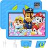 YOBWOK Tablet Bambini 10.1 Pollici Andriod 13,Azzurro Cielo | 8GB RAM 128GB Rom per Bambini 3 4 5 6 8 9 11 10 12 Anni,Controllo Parentale,6000mAh,1280x 800,Doppia Fotocamera con Custodia