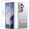 COQUE Custodia per Samsung Galaxy Z Fold 8 Ultra, [Frontale in vetro] [Supporto in metallo] [Ricarica wireless], sottile e trasparente, antiurto, per Samsung Galaxy Z Fold 8 Ultra-Argento