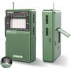 XHDATA D226 Radio Portatile FM AM SW con Torcia, Radio Ricaricabile Verde | Radio FM con Ottima Ricezione, Batteria Ricaricabile Integrata e Vano per Pile AA (Non Incluse), Torcia Integrata