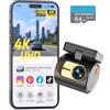 KAWA Mini Dashcam 4K, Controllo Vocale e Wi-Fi, Registrazione in Loop | 2160P QHD, G-Sensor, Rotazione 180°, Scheda TF 32 GB Inclusa, Controllo App, WDR/3D DNR, Visione Notturna, Parcheggio 24H