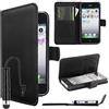 ebestStar - Cover Compatibile con iPhone SE 5S 5 Custodia Portafoglio Pelle PU Protezione Libro Flip + Mini Penna, Nero [Apparecchio: 123.8 x 58.6 x 7.6mm, 4.0'']