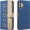 BLOTECH Pizzo Traforato Cover per Samsung Galaxy A13 4G 5G Cellulare PU Cuoio Pizzo Traforato Portafoglio Custodia Libro Elegante 3 Porta Carte Flip Wallet Case per Samsung Galaxy A13 4G 5G - Blu