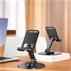 Generic Supporto per telefono cellulare doppio pieghevole, completamente regolabile, pieghevole, da scrivania, spesso, compatibile con tutti i telefoni (nero)