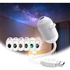 SJENOTAXIS Proiettore Stelle Soffitto, Proiettore Galassia HD Plug-and-Play Star Galaxy Projector USB Portatile con Lamine Intercambiabili, Luce Notturna per Decorazione Stanza，6 Films