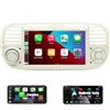HLLECARMO Autoradio da 7 pollici con Carplay iOS e Android per Fiat 500 2007-2015, Stereo 500 con Bluetooth/RDS AM FM/DSP EQ/USB/SWC/MIRROR LINK+CANBUS - Bianco