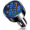 Maehihw Caricatore Auto USB C 66W, Adattatore Accendisigari 6 Porte | con QC3.0, PD, Display Voltaggio, Luce Blu, per Smartphone, Tablet, Dash Cam, Auto 12/24V