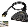 Ihteyuo HDMI Switch, Switch HDMI 3 Ingressi 1 Uscita, 4K 30Hz, Interruttore automatico Splitter UHD HDR, Hub per TV, Monitor, Proiettore, Compatibile Console, PC, Lettore Blu Ray, Plug and Play