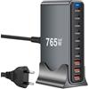 ZHITING Caricatore USB C multiplo, PD 140 W, caricatore rapido a 10 porte, stazione di ricarica GaN-III con 7 porte USB-C e 3 porte USB-A per MacBook, iPad Pro/Air, iPhone 16, 15 Pro Max, Samsung, Xiaomi